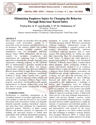 Minimizing Employee Injury by Changing the Behavior Through Behaviour Based Safety