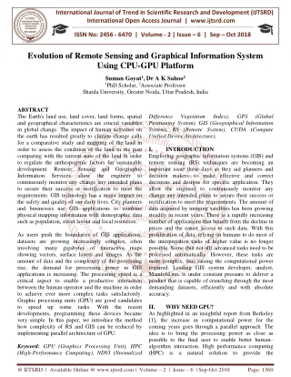 Evolution of Remote Sensing and Graphical Information System Using CPU GPU Platform