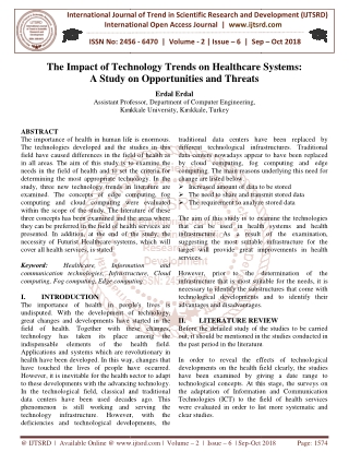 The Impact of Technology Trends on Healthcare Systems A Study on Opportunities and Threats