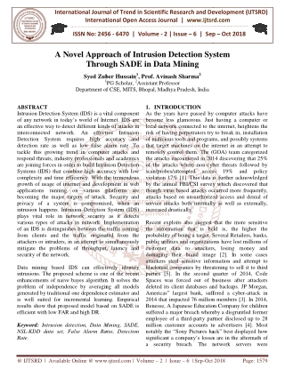 A Novel Approach of Intrusion Detection System Through SADE in Data Mining