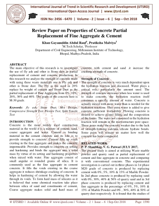 Review Paper on Properties of Concrete Partial Replacement of Fine Aggregate and Cement