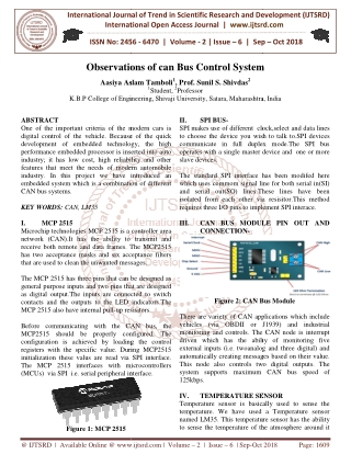 Observations of can Bus Control System