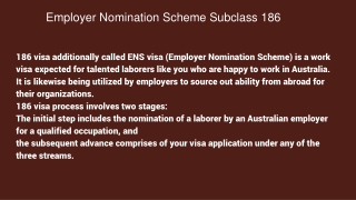 Employer Sponsored Visa 186