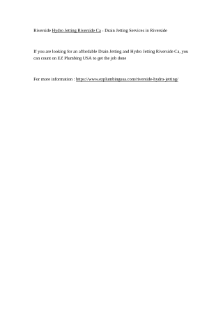 Riverside Hydro Jetting Riverside Ca - Drain Jetting Services in Riverside
