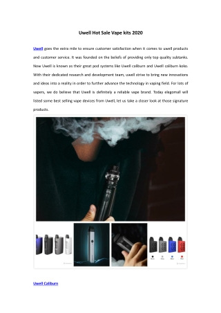 Uwell Hot Sale Vape kits 2020