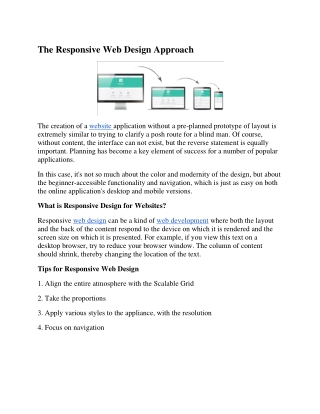 The Responsive Web Design Approach