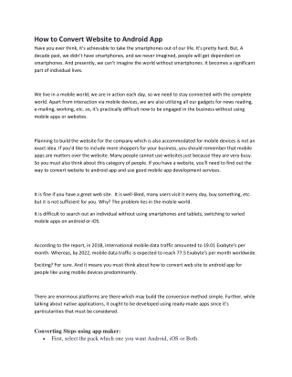 How to Convert Website to Android App