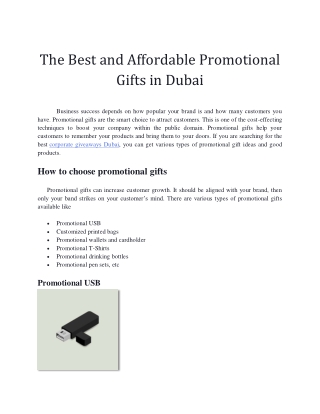 The Best and Affordable Promotional Gifts in Dubai