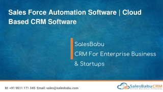Sales Force Automation Software | Cloud Based CRM Software