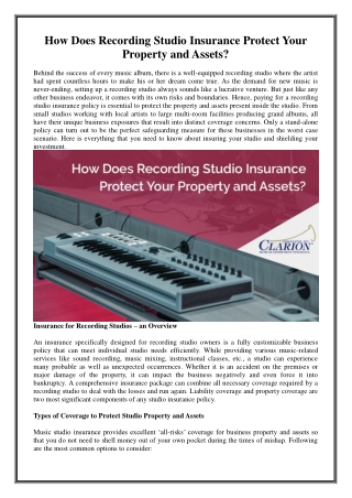How Does Recording Studio Insurance Protect Your Property and Assets?