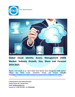 Global Cloud Identity Access Management (IAM) Market Research, Segmentation, Forecast, Market Analysis, Global Industry