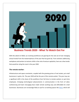 Business Trends 2020 - What To Watch Out For