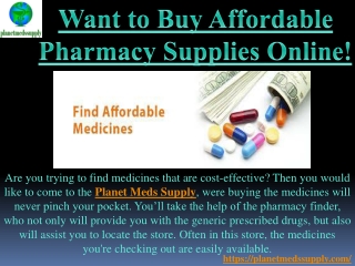 Pharmacy Supplies Online | Planet Meds Supply