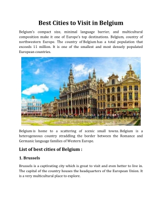 Best Cities to Visit in Belgium