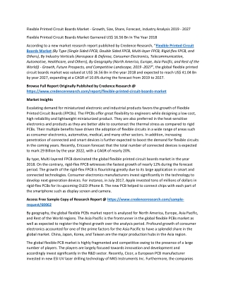 Flexible Printed Circuit Boards Market Garnered US$ 16.56 Bn In The Year 2018
