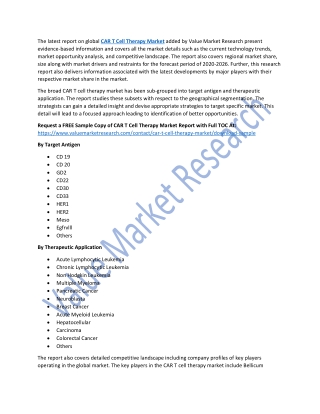 CAR T Cell Therapy Market Report, 2019-2026 | Growth, Trends and Forecast