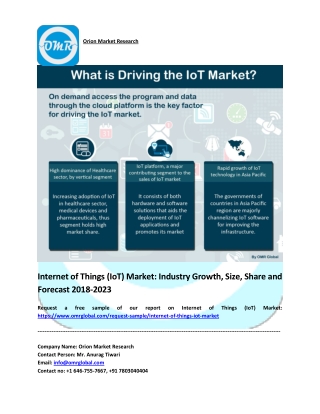 Internet of Things (IoT) Market: Industry Growth, Size, Share and Forecast 2018-2023