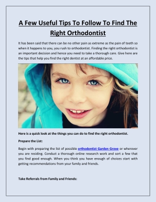 A Few Useful Tips To Follow To Find The Right Orthodontist
