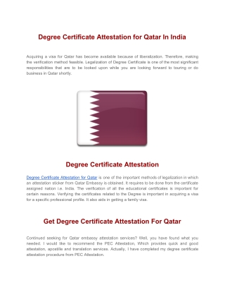 Degree Certificate Attestation For Qatar