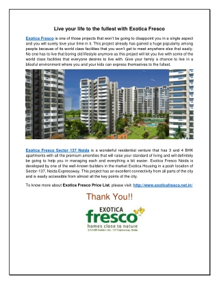 Exotica Fresco ready to Move Residential Project at Noida Expressway