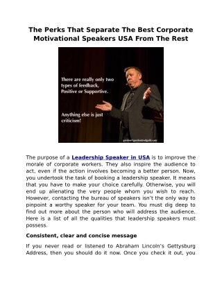 The Perks That Separate The Best Corporate Motivational Speakers USA From The Rest