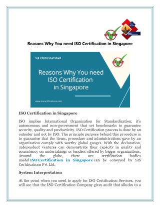 Reasons Why You need ISO Certification in Singapore