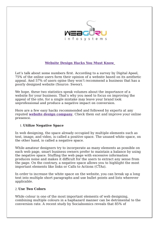 Website Design Hacks You Must Know