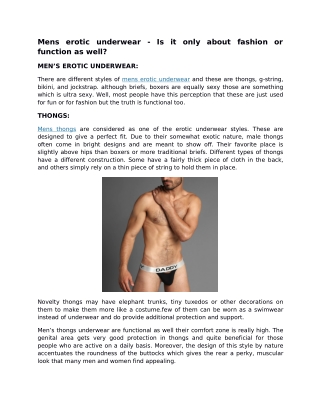 Mens erotic underwear - Is it only about fashion or function as well?