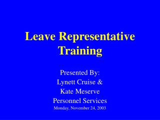 Leave Representative Training