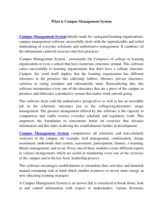 Concept Of Campus Management System