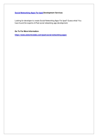 Social Networking Apps For Ipad Development Services