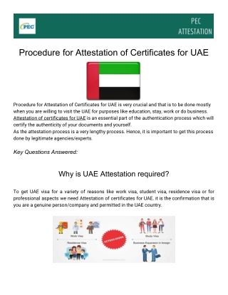 Procedure for Attestation of Certificates for UAE