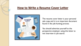 How to write a resume cover letter