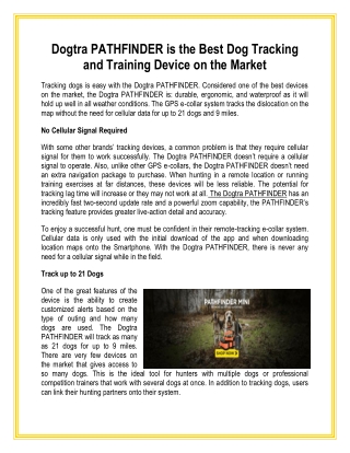 Dogtra PATHFINDER is the Best Dog Tracking and Training Device on the Market