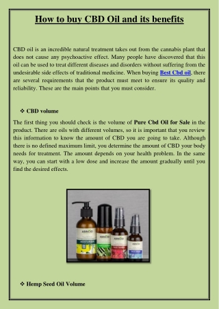 How to buy CBD Oil and its benefits