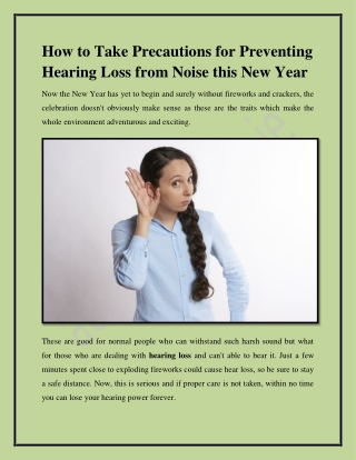 How to Take Precautions For Preventing Hearing Loss From Noise This New Year