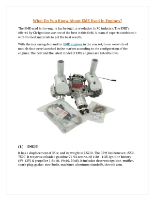 What Do You Know About EME Used In Engines?