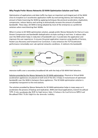 Why People Prefer Wanos Networks SD WAN Optimization Solution and Tools