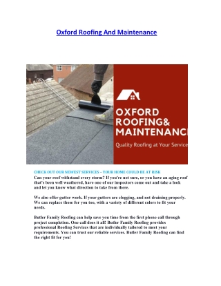 Oxford Roofing and Maintenance