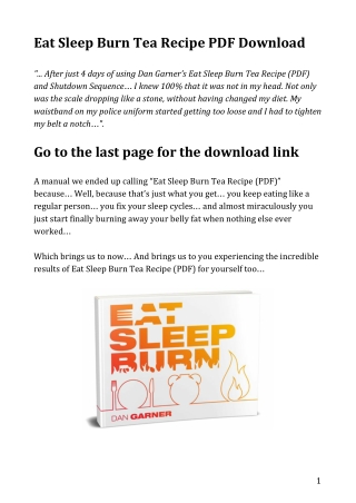 Eat Sleep Burn Tea Recipe PDF Download