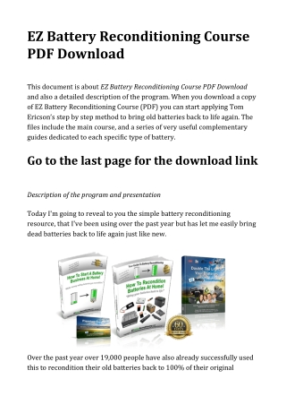 EZ Battery Reconditioning Course PDF Download