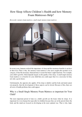 How Sleep Affects Children’s Health and how Memory Foam Mattresses Help?