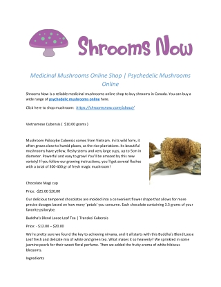 Psychedelic mushrooms Online