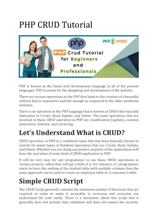 PHP CRUD operation/finction