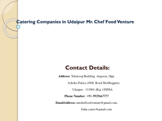 Catering Companies in Udaipur Mr. Chef Food Venture