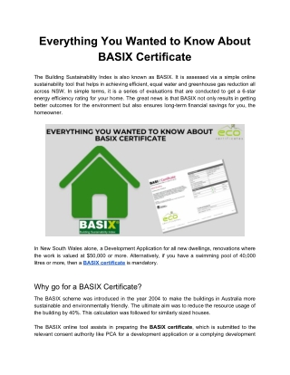 Everything You Wanted to Know About BASIX Certificate