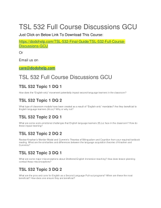 TSL 532 Full Course Discussions GCU
