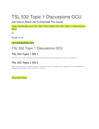 TSL 532 Topic 1 Discussions GCU