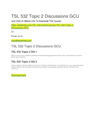 TSL 532 Topic 2 Discussions GCU