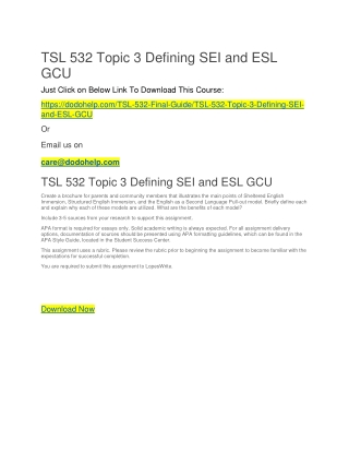 TSL 532 Topic 3 Defining SEI and ESL GCU